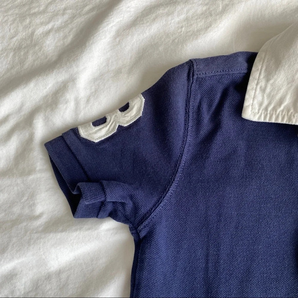 Top tee shirt Polo Ralph Lauren 7T big polo shirt sleeves blue - Picture 3 of 4